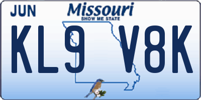 MO license plate KL9V8K