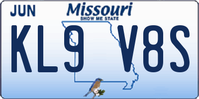 MO license plate KL9V8S