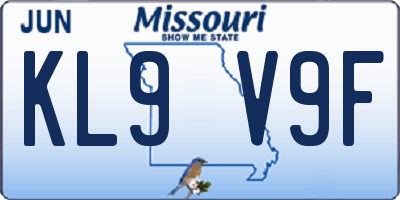 MO license plate KL9V9F