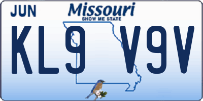 MO license plate KL9V9V