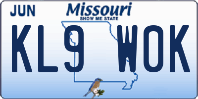 MO license plate KL9W0K
