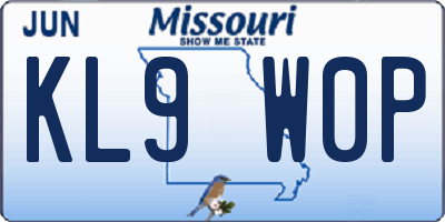 MO license plate KL9W0P