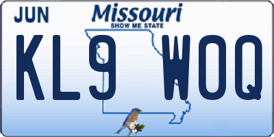 MO license plate KL9W0Q