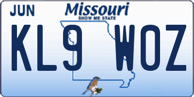 MO license plate KL9W0Z