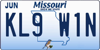 MO license plate KL9W1N