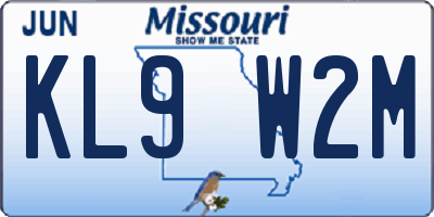 MO license plate KL9W2M