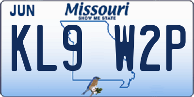 MO license plate KL9W2P