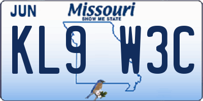 MO license plate KL9W3C
