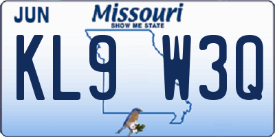 MO license plate KL9W3Q