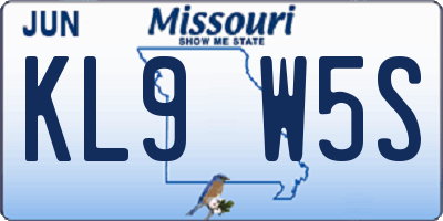 MO license plate KL9W5S