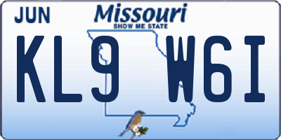 MO license plate KL9W6I