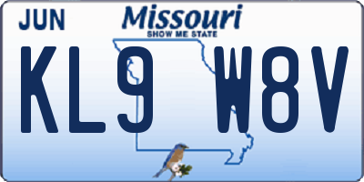MO license plate KL9W8V
