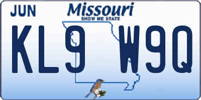 MO license plate KL9W9Q