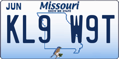 MO license plate KL9W9T