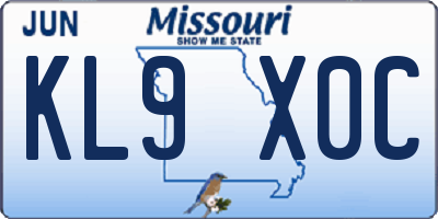 MO license plate KL9X0C