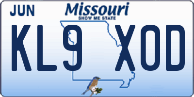 MO license plate KL9X0D