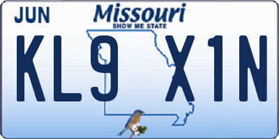 MO license plate KL9X1N