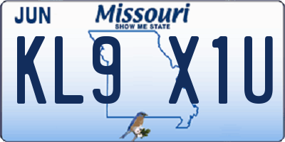 MO license plate KL9X1U