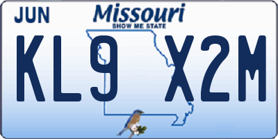 MO license plate KL9X2M