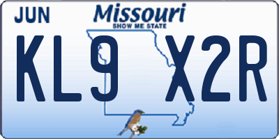 MO license plate KL9X2R