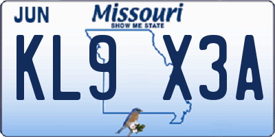 MO license plate KL9X3A