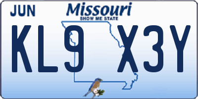 MO license plate KL9X3Y