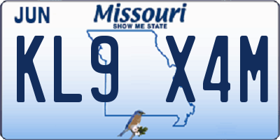 MO license plate KL9X4M