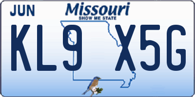 MO license plate KL9X5G