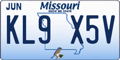 MO license plate KL9X5V