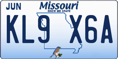 MO license plate KL9X6A