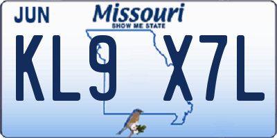 MO license plate KL9X7L