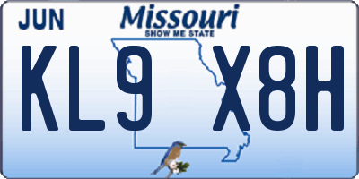 MO license plate KL9X8H