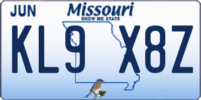 MO license plate KL9X8Z