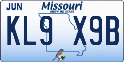 MO license plate KL9X9B