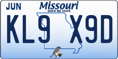 MO license plate KL9X9D