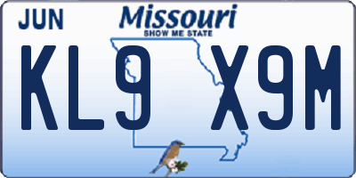 MO license plate KL9X9M