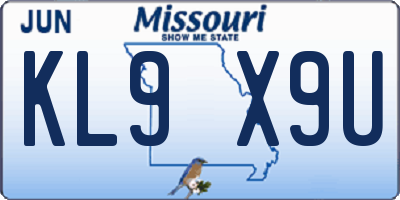 MO license plate KL9X9U