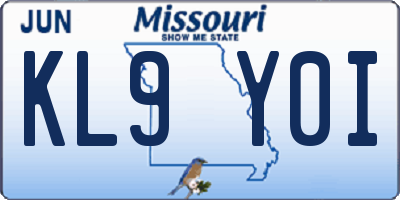 MO license plate KL9Y0I