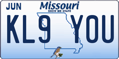 MO license plate KL9Y0U