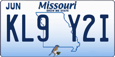 MO license plate KL9Y2I