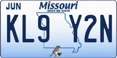 MO license plate KL9Y2N