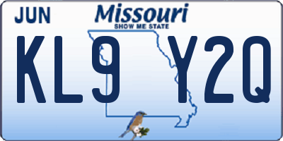 MO license plate KL9Y2Q