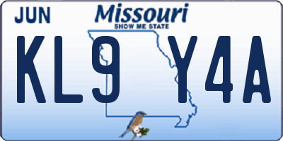 MO license plate KL9Y4A