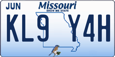 MO license plate KL9Y4H