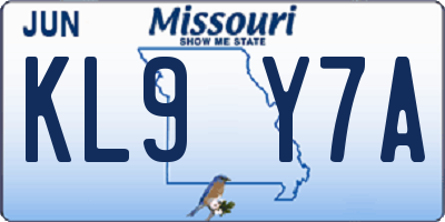 MO license plate KL9Y7A