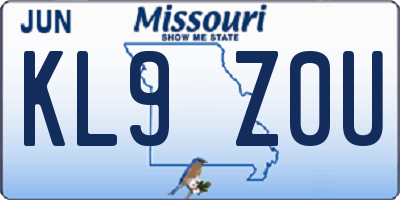 MO license plate KL9Z0U