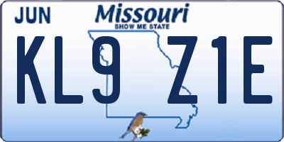 MO license plate KL9Z1E
