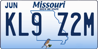 MO license plate KL9Z2M