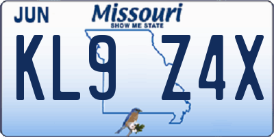 MO license plate KL9Z4X
