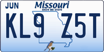 MO license plate KL9Z5T